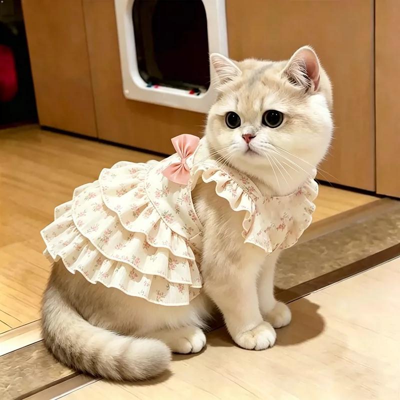 Summer Pet Sweet Clothes Dog and Cat's Fashion Floral Print Dress J070