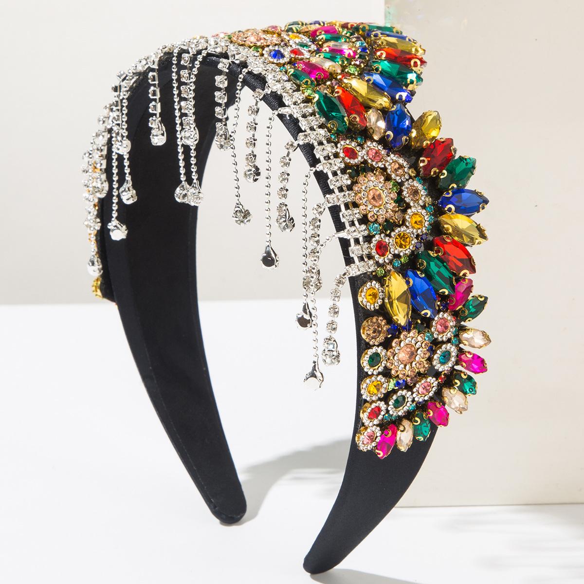 

Европейский и американский ретро придворный стиль барокко великолепная корона сверкающие стразы бахрома повязка на голову высококачественные аксессуары для волос