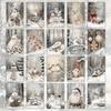 20pcs Winter Forest Christmas Card Illustrations Featuring Santa Claus Reindeer Snowman Handicrafts Holiday Decor Xmas Postcards