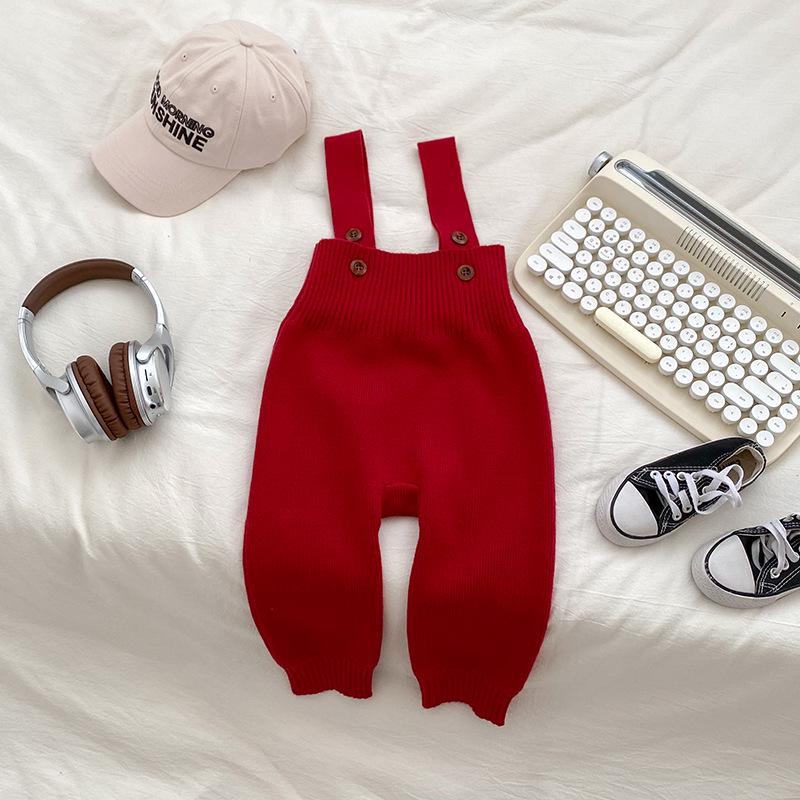Autumn Knit Infant Romper: Korean-Style Overalls for Baby Boys & Girls