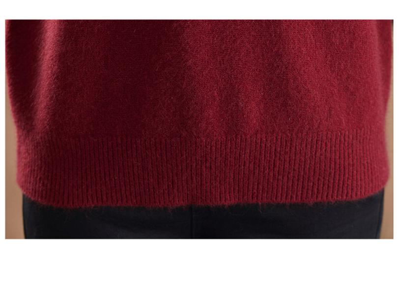 Women's Pure Wool Half-Zip Sweater - Stylish Winter Base Layer for Middle-Aged and Elderly