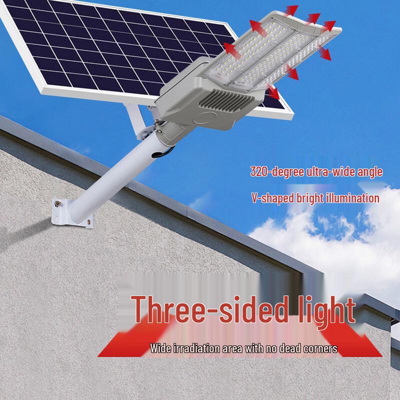 Solar Outdoor Pathway Light with Three-Sided Illumination