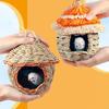 Natural Straw Weaving Bird Cages Parrots House Sleep Houses Cage with Hangings Lanyard for Small Pet Finch Sparrows