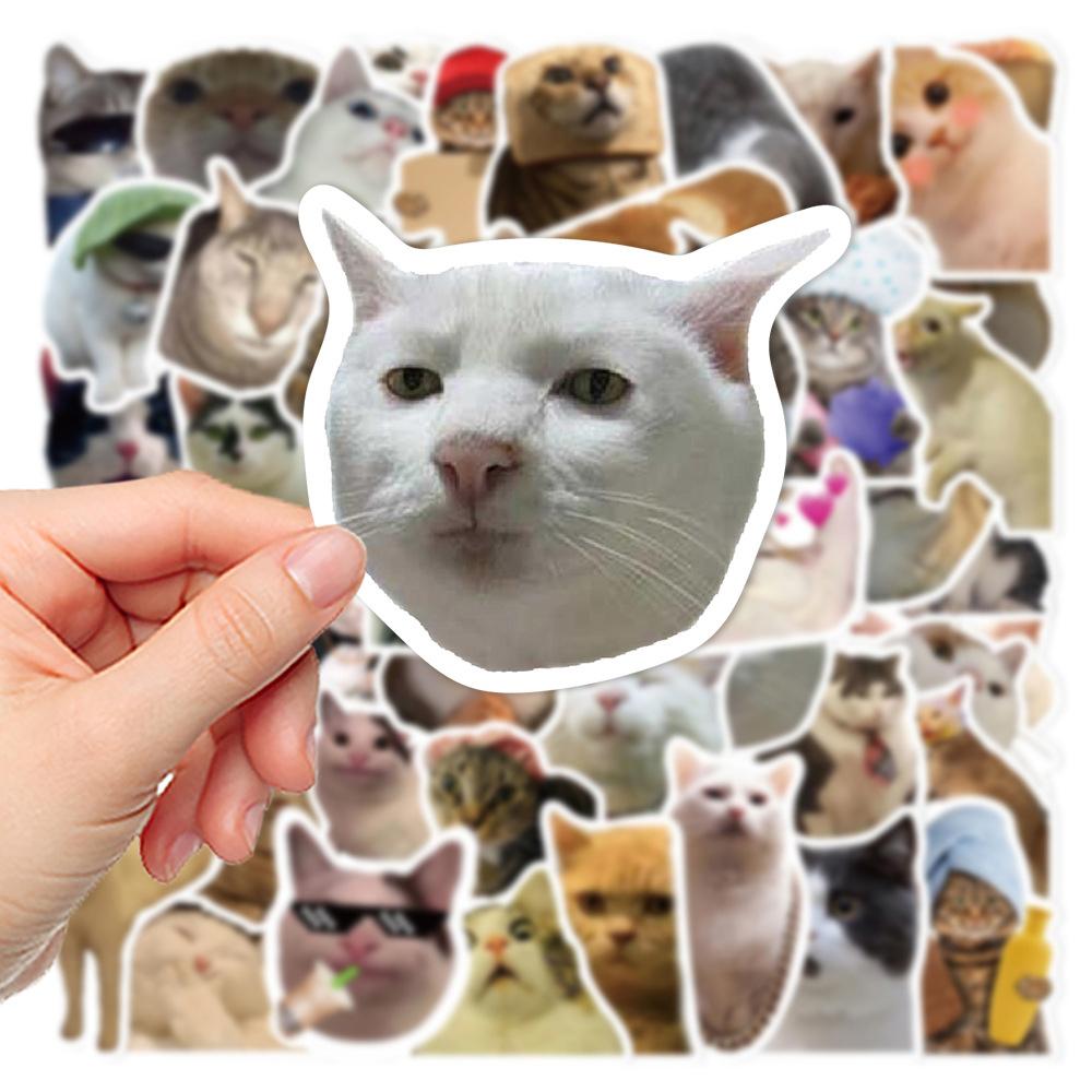 10/30/50pcs Funny MEME Cat Cartoon Graffiti Stickers Cute Animal Decals Kid Toy DIY Suitcase Stationery Phone Waterproof Sticker