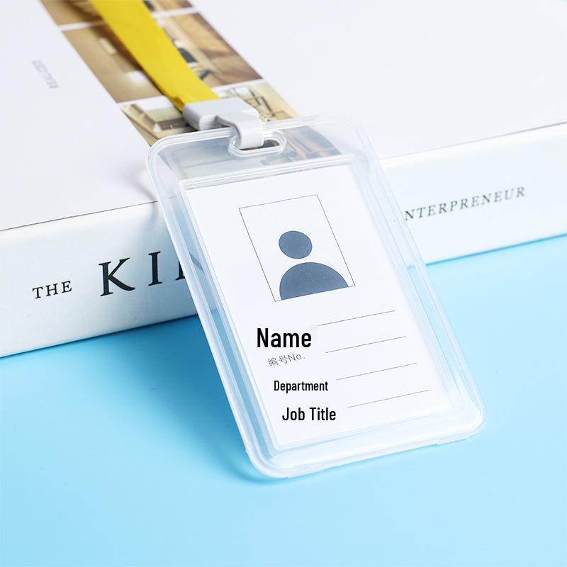 Double-Sided Transparent ID Card Holder with Lanyard for Student IDs and Bus Cards
