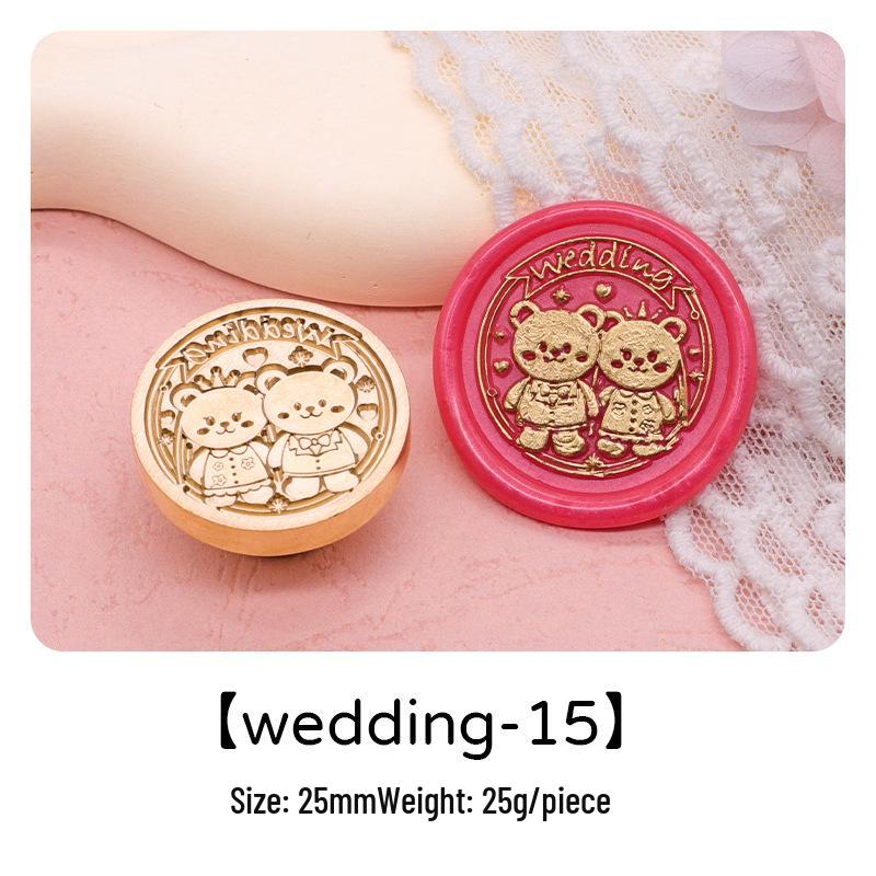 Wedding Series Round Wax Seal Stamp Head - Copper Handmade Letter Sealing