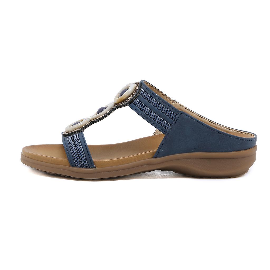 Sandály Bohemian Rhinestones Pohodlné ploché boty s kulatou hlavou Seaside Holiday Plus Size