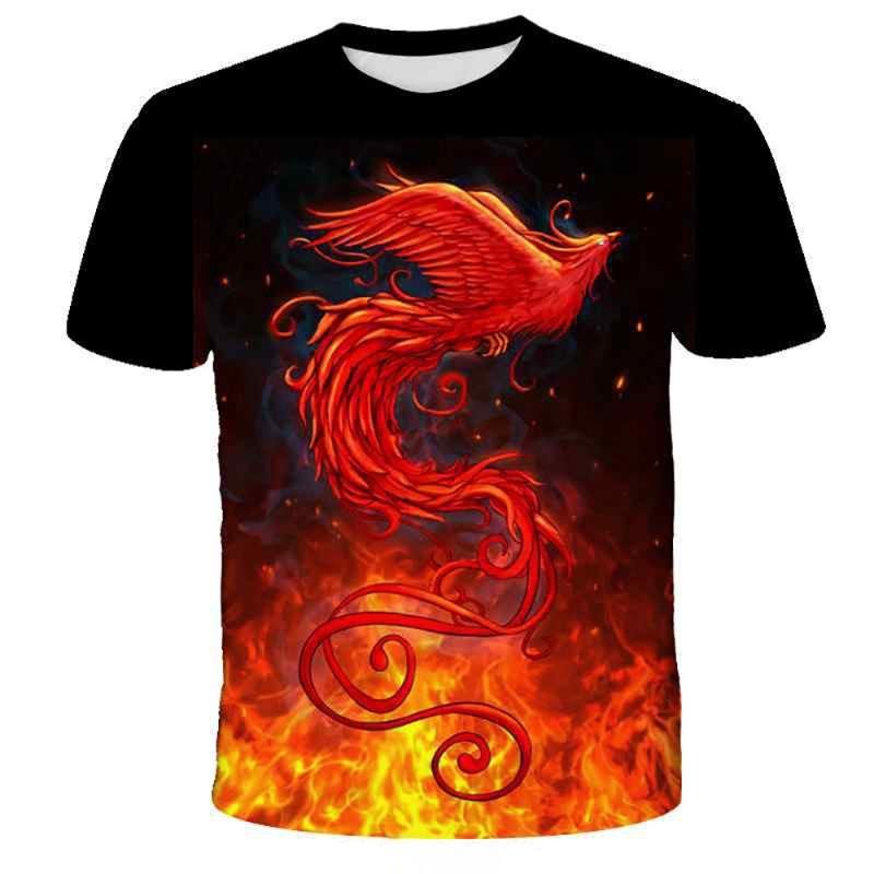 New Fashion Phoenix T Shirts Bird 3D Print Men Woman Short Sleeve T-Shirt Streetwear Oversized Harajuku Kids Tops Tees Clothing