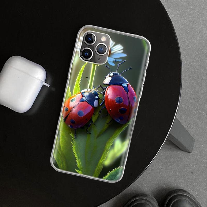 Insect Seven-Star ladybug Phone Case Cover for iPhone 11 12 13 Mini 14 15 Plus 16 Pro Max 17 Air 7 8 + SE Art Customized Fundas