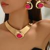 Black/Blue/Rose Pink Necklace Earrings Set Exaggerated Jewelry Accessories  Daily Wear