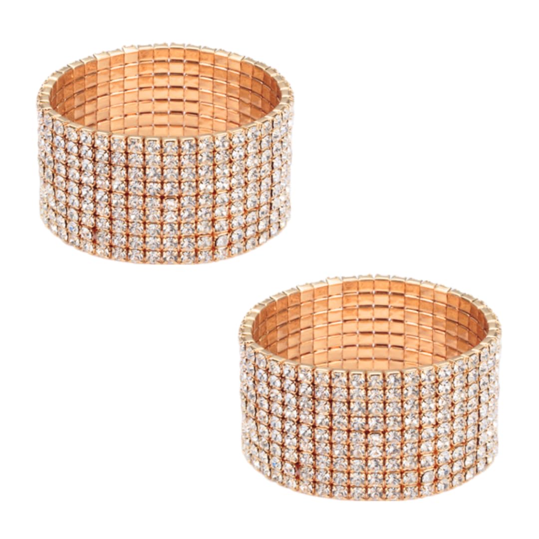 

Bracelet Fitness Bangle Competition Body Large Long Light Competition Rhinestone Swinging Bride Year Row Gold x [VanFROSTED] (9 2)
