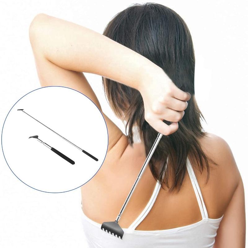Extendable Telescoping Metal Back Scratcher With Hand Massager Portable Handles For Relief Thanksgiving Birthday Christmas Gifts