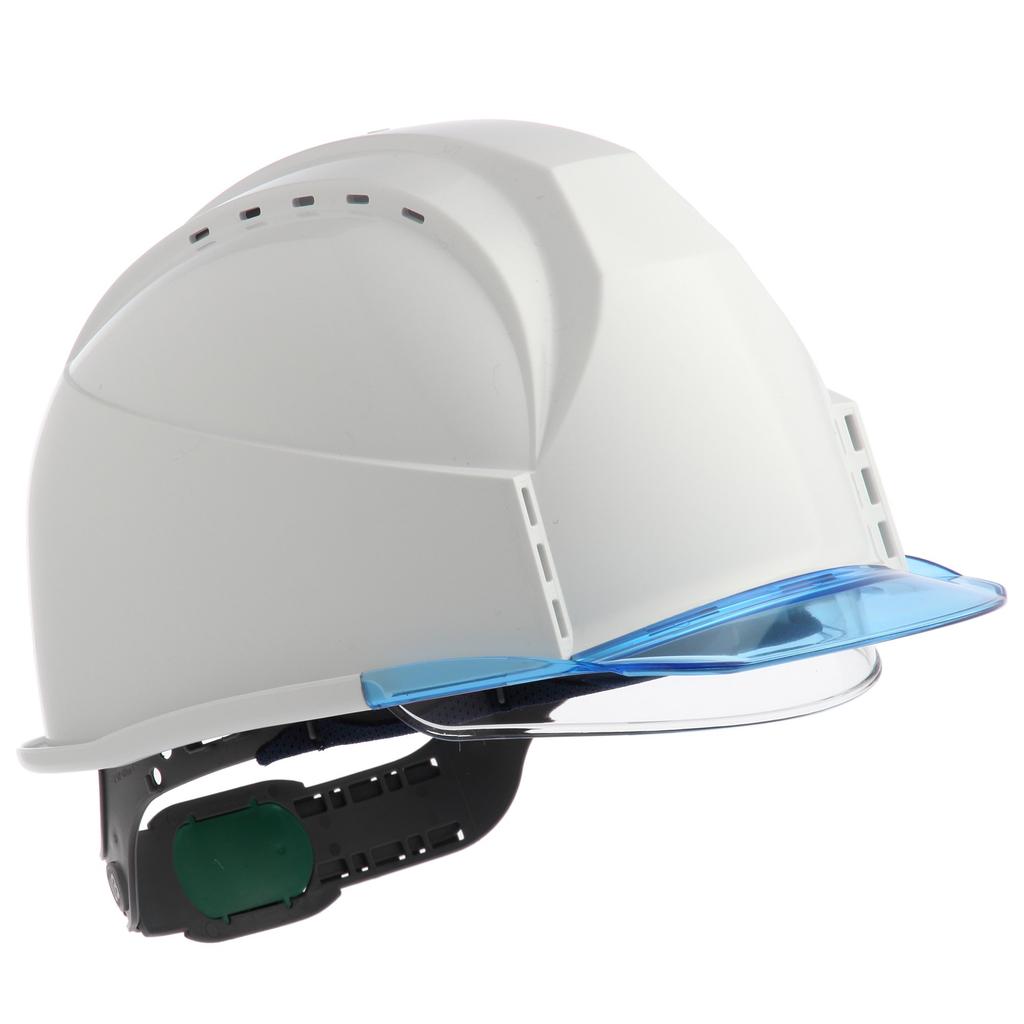 Sumibe Techno Plastics Helmet KKC3 Series with Ventilation Transparent Styrofoam Snow Holes, Visor, Liner, White/Blue KKC3S-B-SWH-B