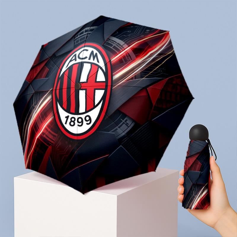 AC Milan Pattern Printed Mini 5 Folds 8 Ribs Compact Umbrella Windproof Waterproof Lightweight Portable Folding