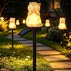 Romantic Courtyard Atmosphere Lamps Solar Cat Garden Light, Waterproof Pathway Outdoor Cute Animal Landscape Lights LED Lamp for Patio Yard