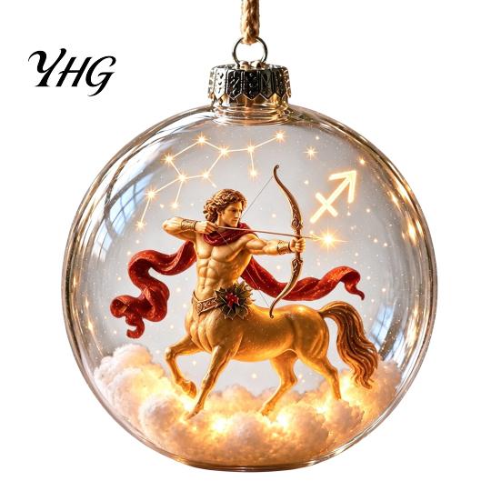 Saisonale Ornamente für den Kamin, Beleuchtetes Sternzeichen-Weihnachtsornament, Leuchtende Zeichenkugel mit Warm-LED, Ornament-Geschenk für Freunde 3D Klares Acryl