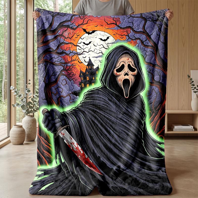 Soft Flannel Blanket Lightweight Cozy Bedroom Living Room CoverScream Ghostface