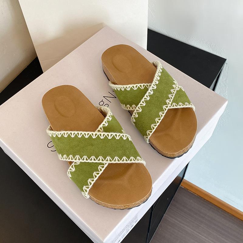 Ethnic Style Cool Slippers Women's 2025 Summer New Retro Woven Bohemian Style Versatile Platform Beach Sandals
