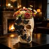 Resin Butterfly Vase Black Skull Vase, Skeleton Pen Holder, Gothic Flower Dark Aesthetic Stationery Arrangement Container, Creative Desktop Organizer