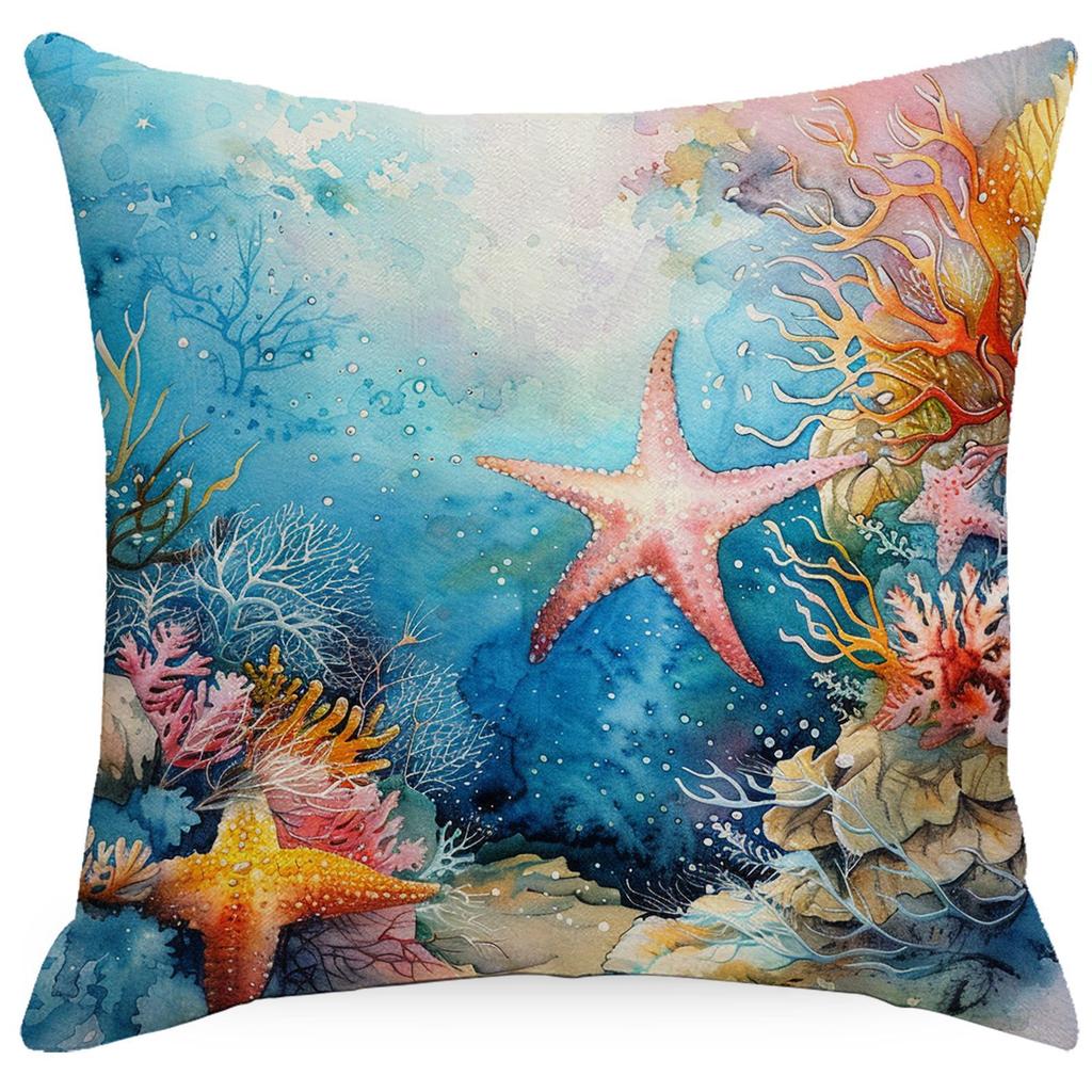 Colorful Marine Life Shell Pillowcase Summer Holiday Beach Hotel Decorative Cushion Cover