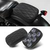 Motorcycle Pillion Passenger Pad Seat, Black Rhombus Pattern Leather Pillion Pad W/ 8 Suction Cup Rear Passenger Seat Compatible with Harley Custom
