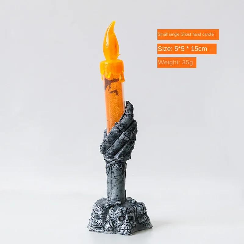 

Светодиодные свечи на Хэллоуин, красочные подсвечники, настольные украшения, скелет, привидение, вечеринка, украшения для вечеринки на Хэллоуин 1PCS
