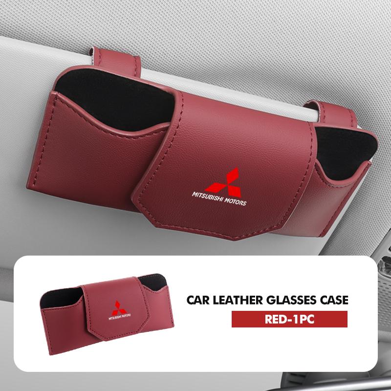kycp1 Car Glasses Box Leather Eyeglass Case Sun Visor Lenses Holder Accessories For Mitsubishi Outlander Lancer Cross Colt Xpander