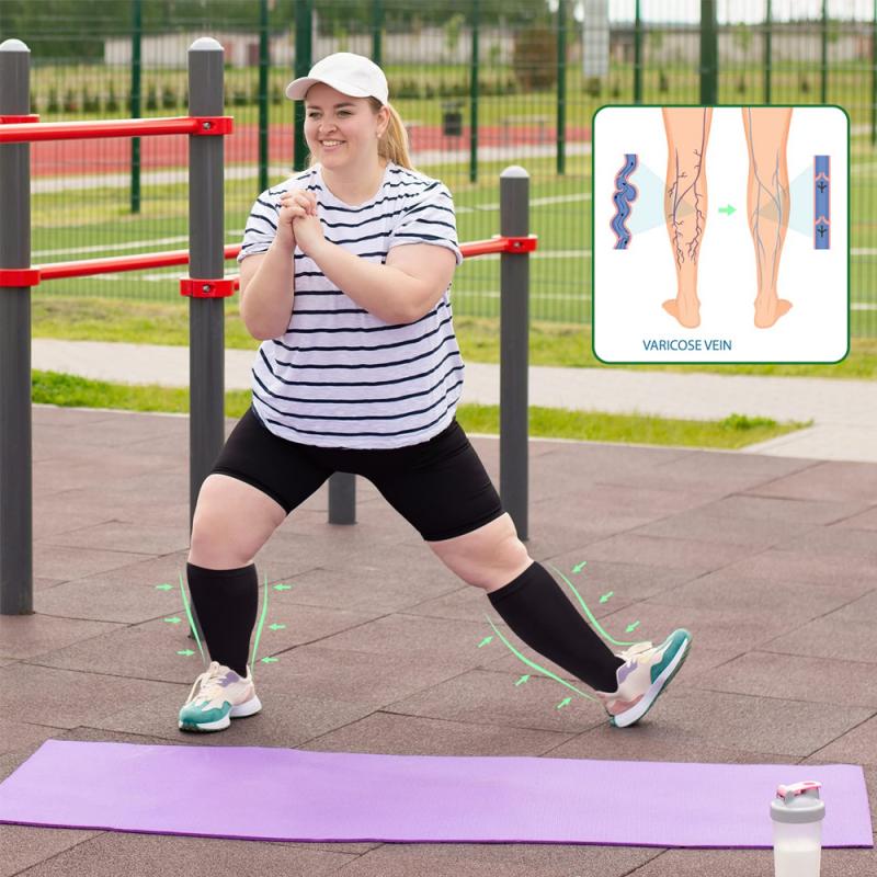 1 Paar Kompressionsstrümpfe in den Größen 2XL–7XL für Damen und Herren, 20–30 MmHg, breite Waden-Kniestrümpfe für Sport, Laufen, Yoga