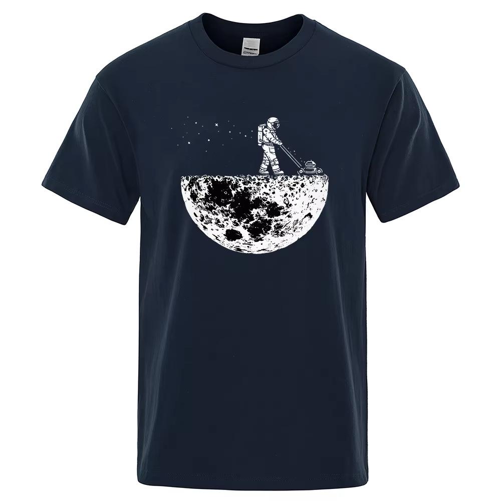 Astronauts Cherish Lunar Environment Men's Cotton T-Shirt - Soft, Trendy Short Sleeve Hip Hop Print