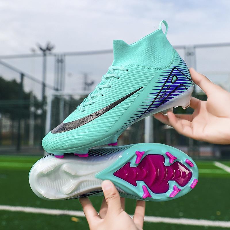 Hot-selling high-top adult men's and women's long nails broken nails football shoes outdoor professional student competition training shoes non-slip