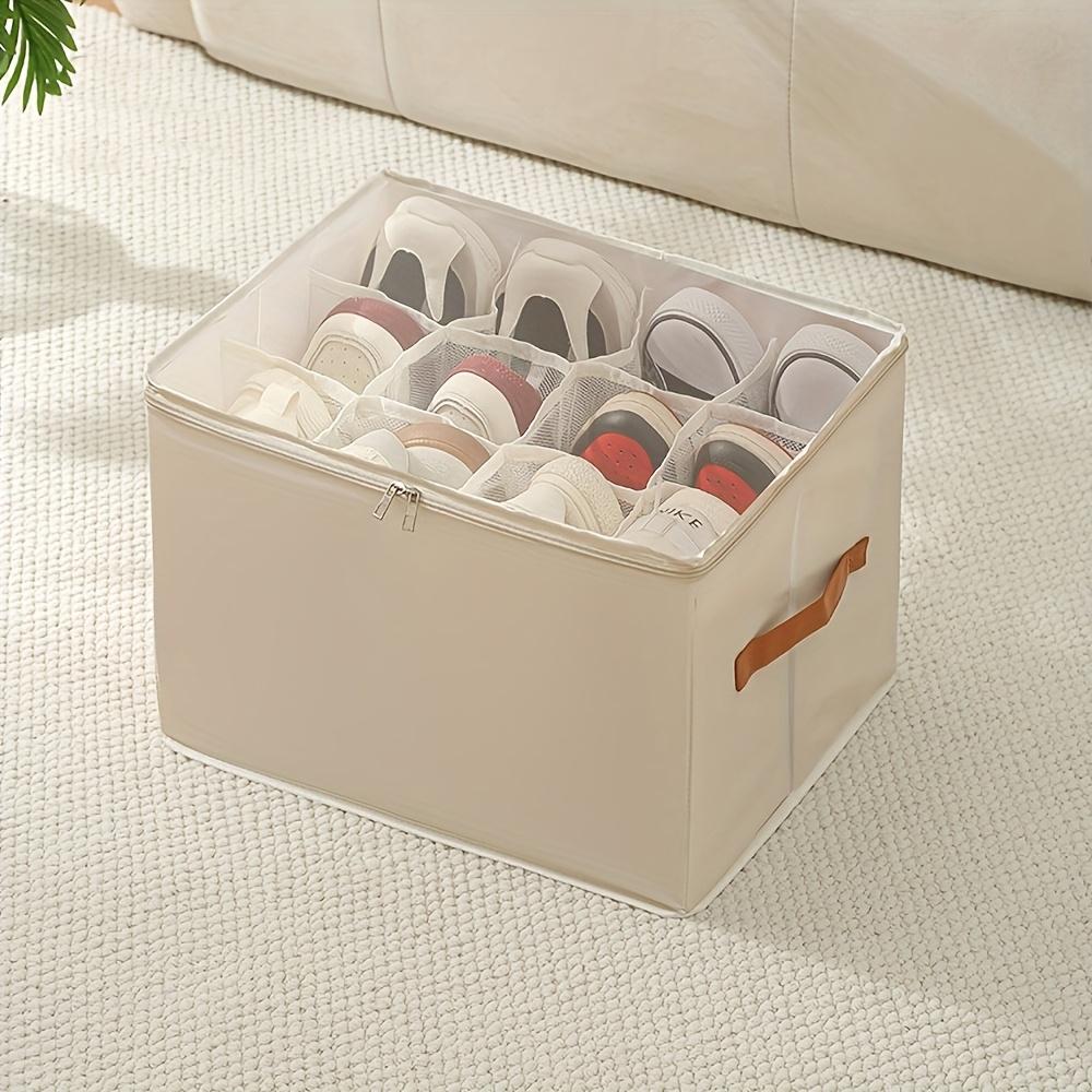 [Organizador de Zapatos Plegable] 1 pieza Organizador de Zapatos Plegable con Tapa - Caja de Almacenamiento Antipolvo de Tela Oxford para Zapatos, Ropa y Accesorios