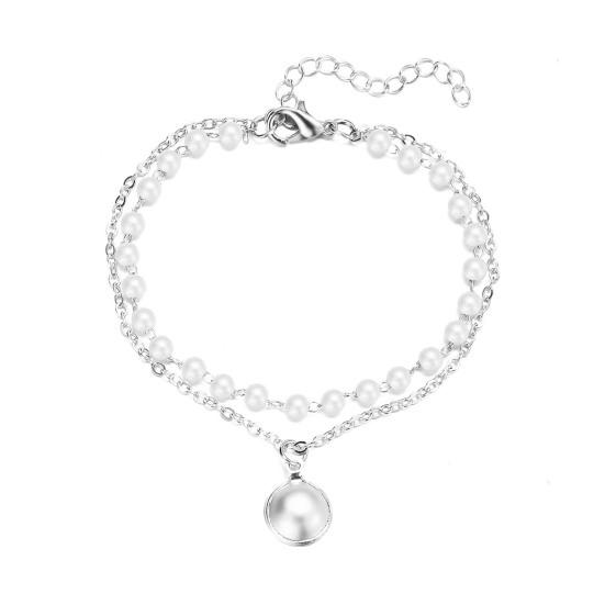 

Браслет из искусственного жемчуга ручной работы для женщин, регулируемый браслет из сплава, ожерелье из искусственного жемчуга, ретро-ювелирные изделия для подарков на день рождения