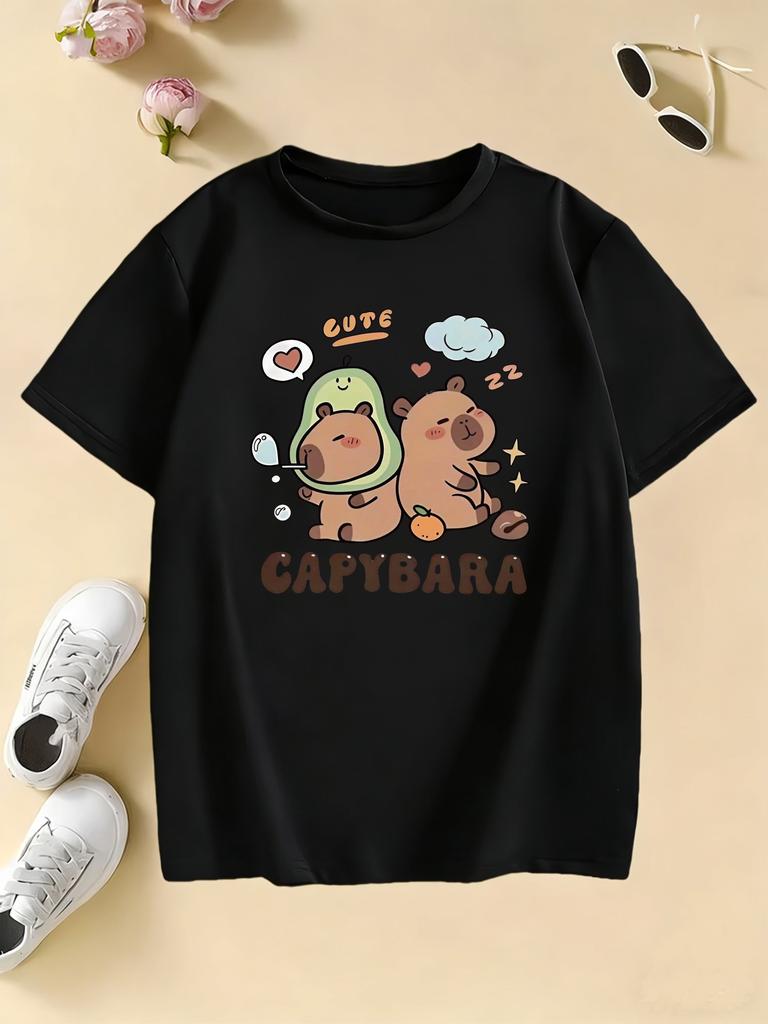 Funny Capybara Girls Design T Shirts Kids Childrens Tshirt Boys Girls Summer Spring Casual Top Tee