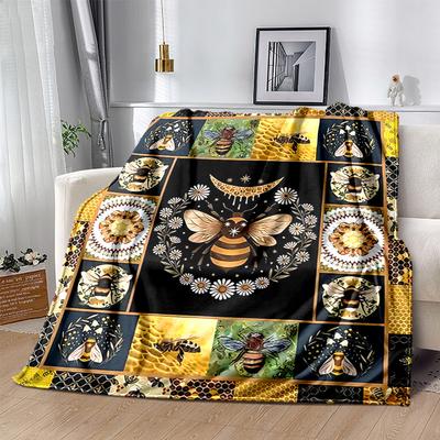 1pc Bee Inspired Honeycomb Patchwork Throw Blanket Home Decor, Couch Cover, Travel & Blanket .W017