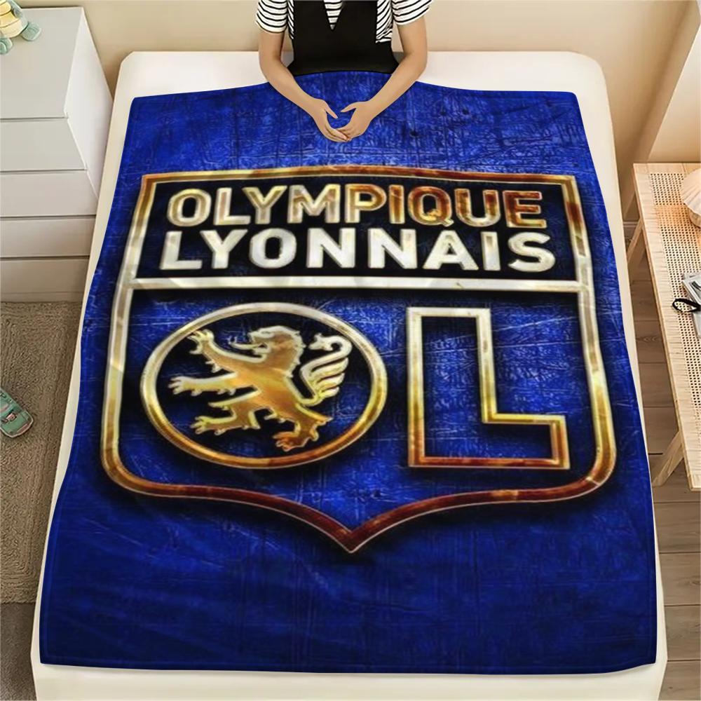 1PC Olympique Lyonnais Print Flannel Blanket, High quality Comfortable for All Seasons, Home Decor, Warmth and Comfort, Perfect for Christmas Gifts