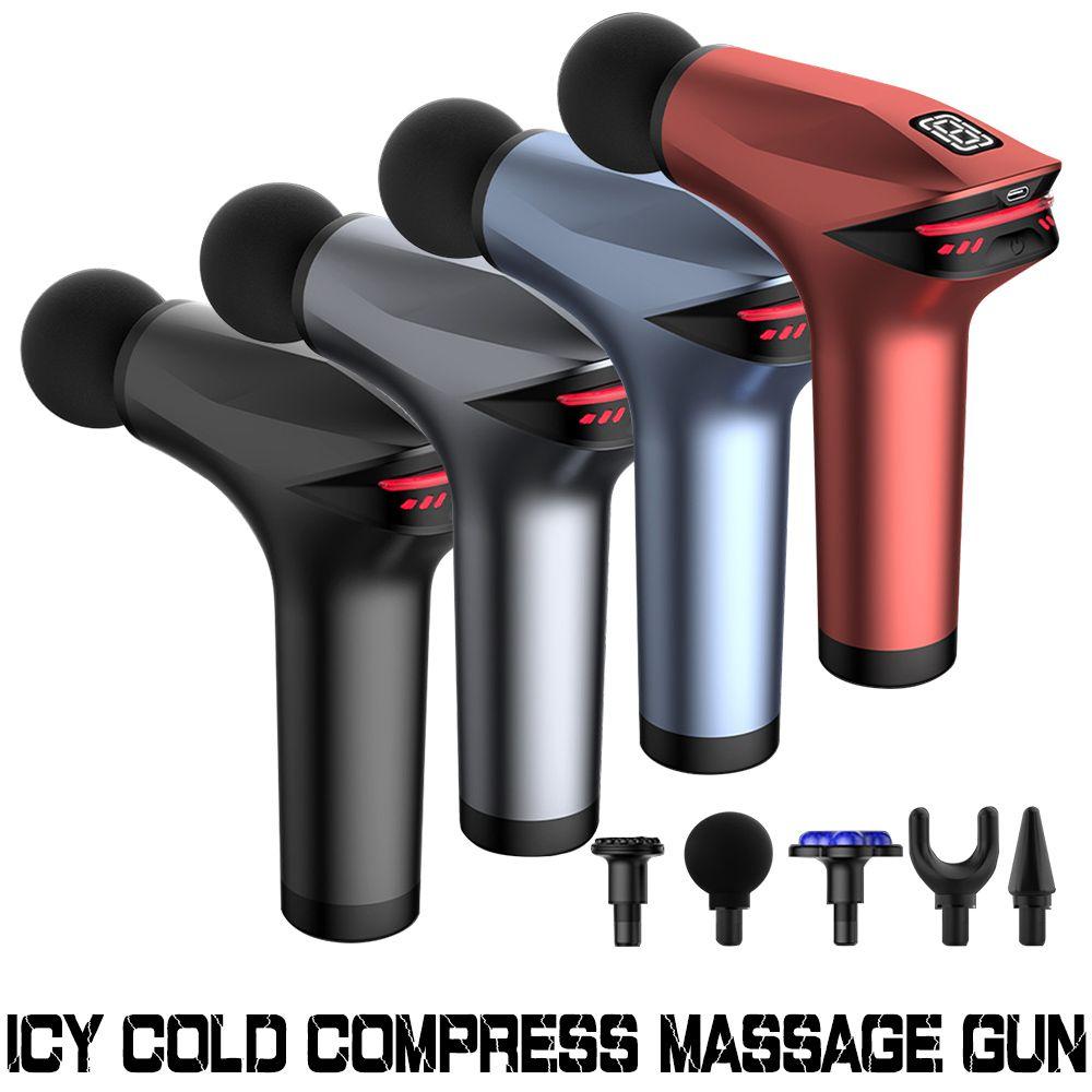 

Type-C Charge Therapy 8 Gear 5 Head Vibration Ледяной холодный массажный пистолет Массажер для мышц тела Глубокие ткани