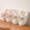 Cotton slippers autumn and winter 2025 new indoor home thick bottom warm home bow plush slippers