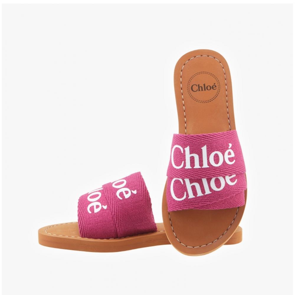 Chloe C20136 49l Woody Logo Flat Mule Slippers