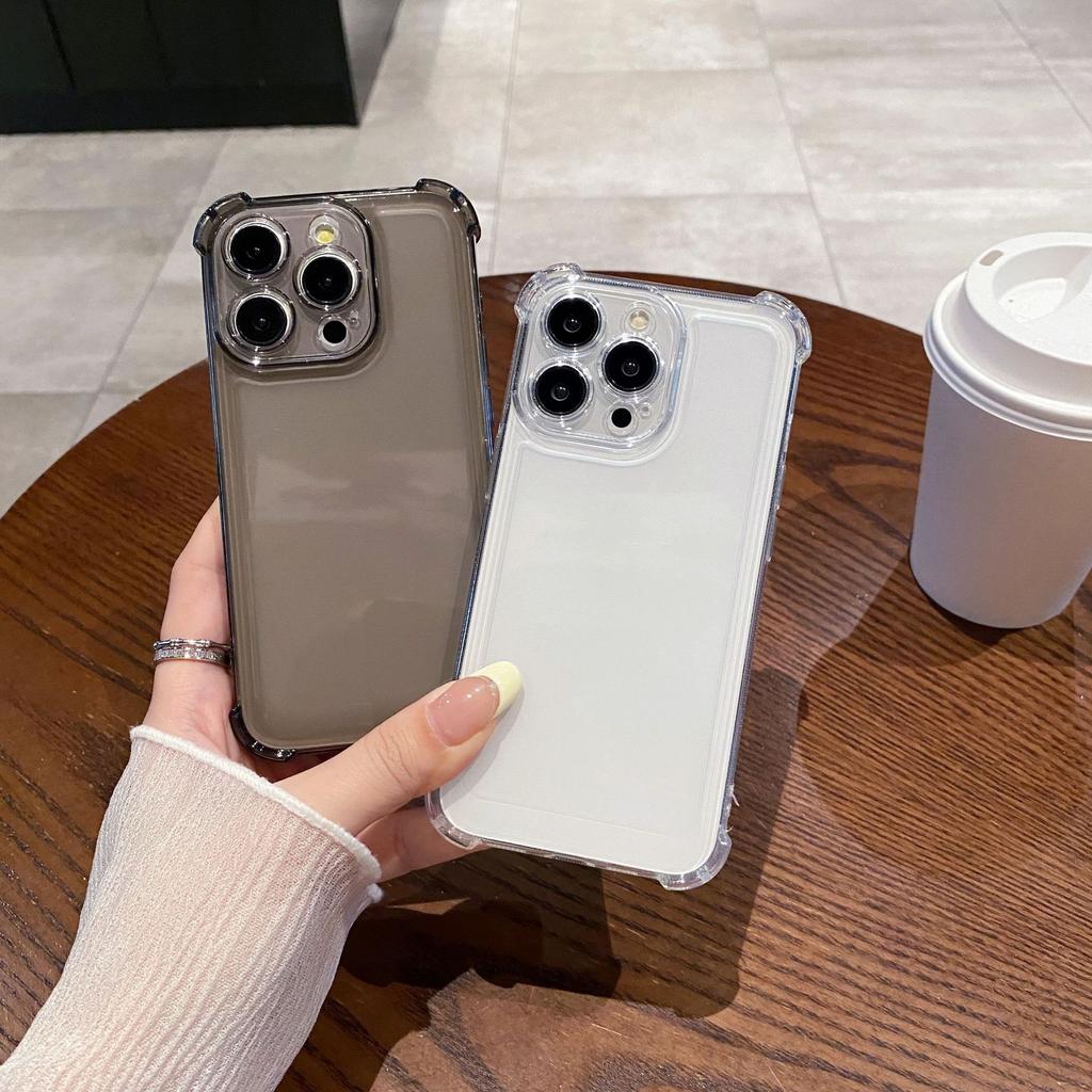 Applicable To IPhone16PROMAX Four Corner Anti-fall Transparent Space Phone Case Apple X/14 Fine Hole Soft Protection Case
