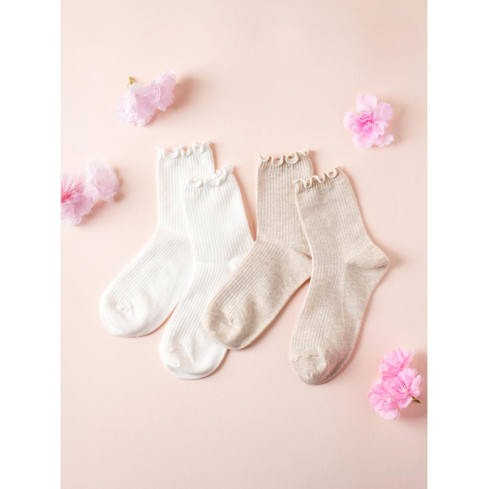DaiSo Kikiya SockS Women S Lace Ribbed SockS White