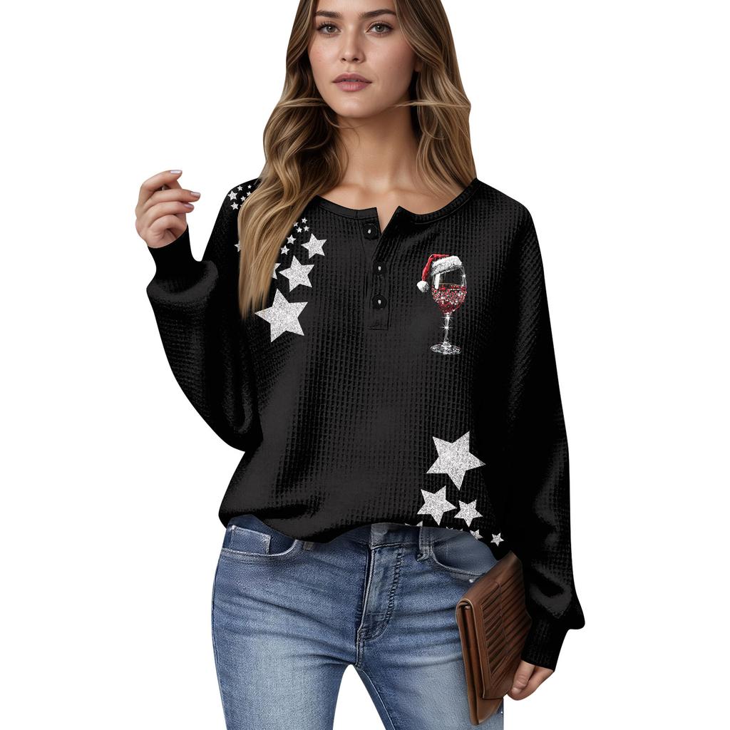 Women's Casual Shirts Long Sleeve Tops Button Up V Neck Loose Knit Fall Favorites For Women