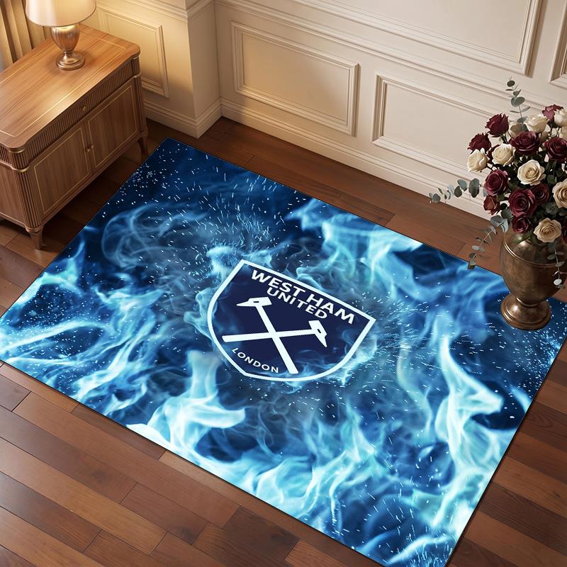 Tappeto in Velluto di Cristallo con Stampa del West Ham United Football, Comodo Assorbente d'Acqua Antiscivolo Tappeto per Pavimenti Interni