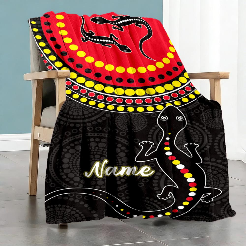 Black Gecko Customize Your Name Blanket Cozy Personalized Blanket Warmthful Decor Throw For Seaside Chair Bed Office for All Occasions