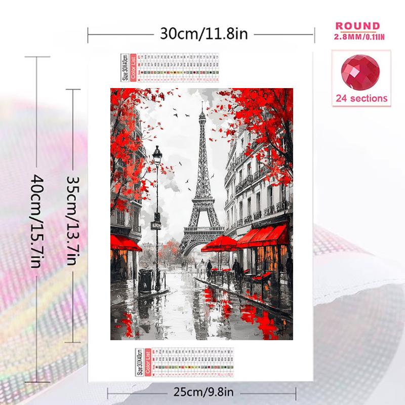 Eiffel Tower Art 100% Round Full Drill 5D DIY Diamond Painting Embroidery Cross Stitch Rhinestone Décor