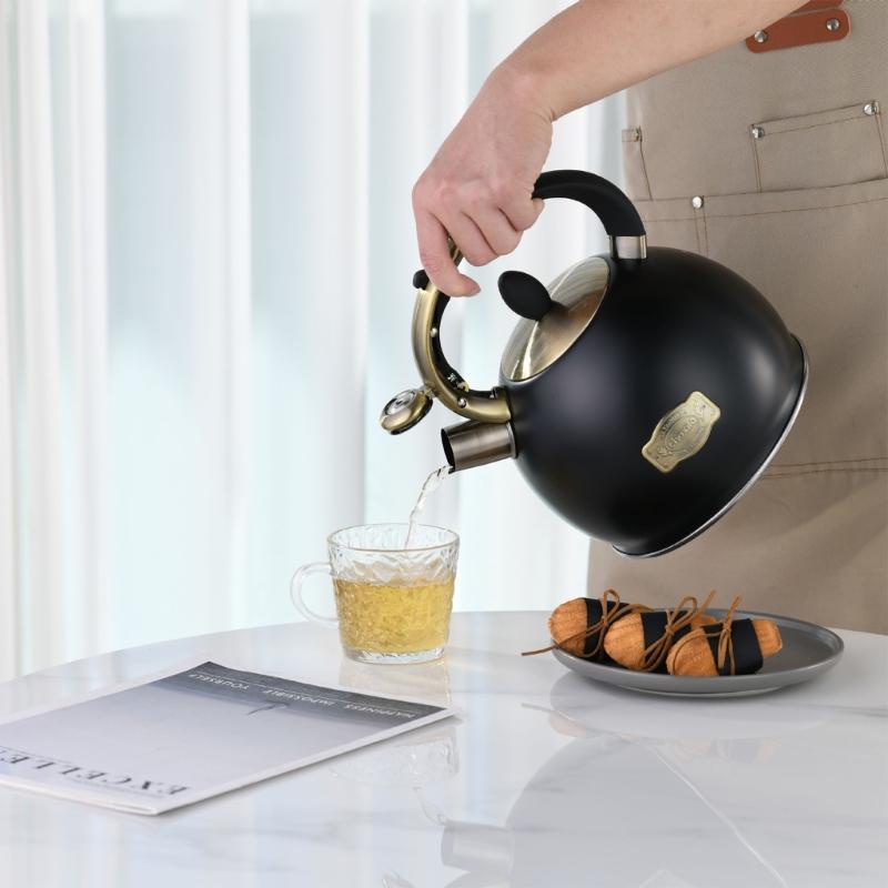 Modern Whistling Water Kettle 3L Large Capacity Ergonomic Handle Teakettle For Stovetop Gas Induction Cooktops