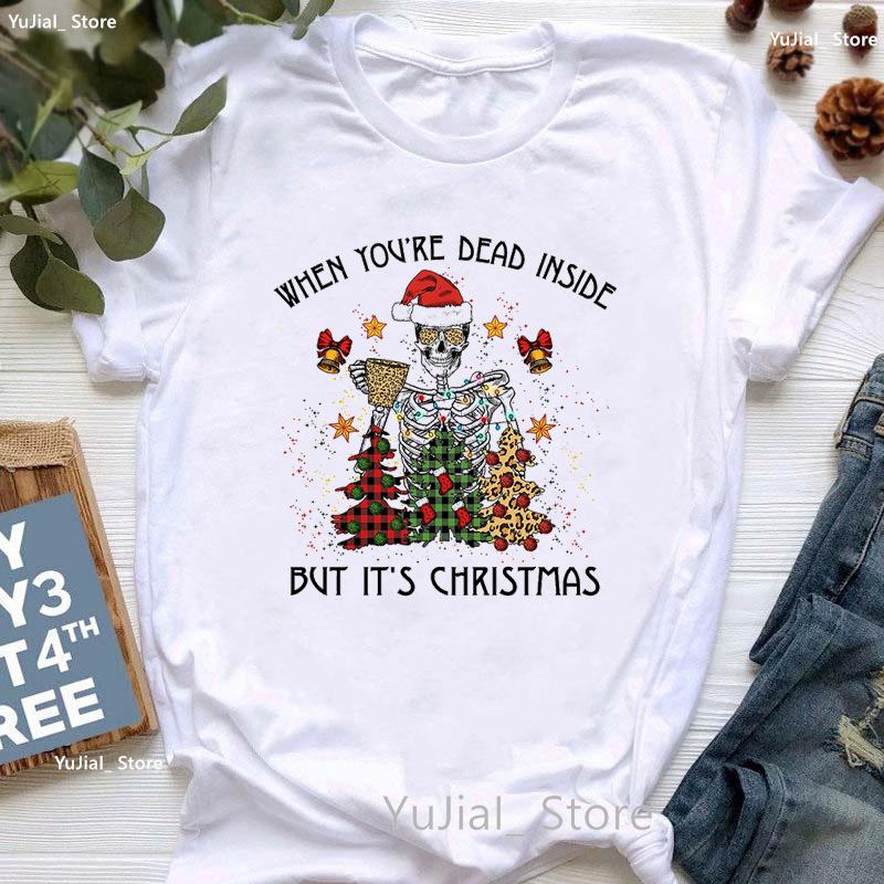 Santa Claus Riding A Dolphin Print Tshirt for Girls White Casual Christmas Gift Tshirt Fashionable Shortsleeved Tshirt Women