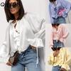 Dammode Casual Enfärgad Tryck Långärmad Blusar & Skjortor