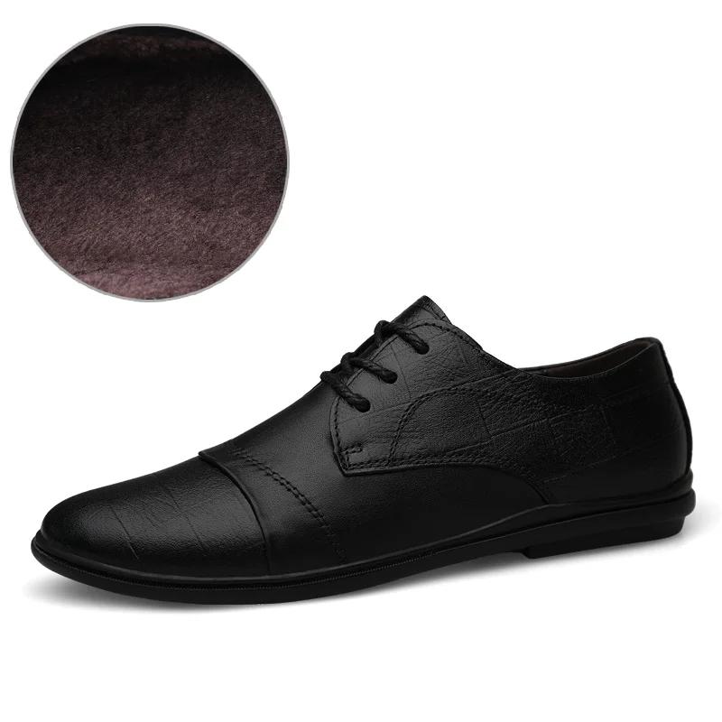 Echtes Leder Oxford Schuhe Herren Allround Freizeitschuhe Mann Luxusmarke Hochzeitsschuhe mit Fell Winter Herbst Herren Slipper
