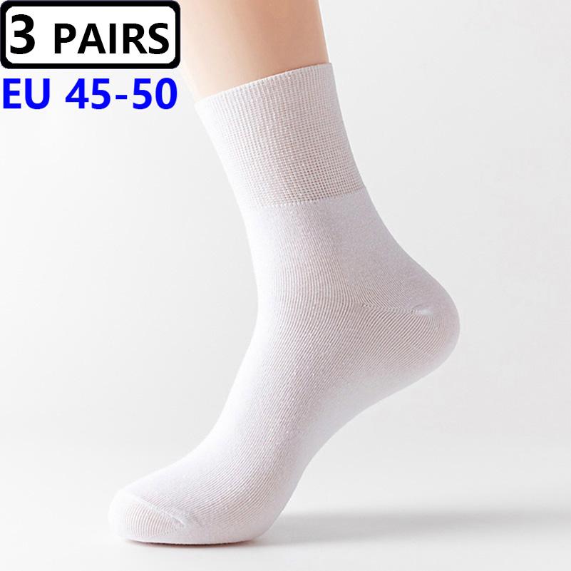 3 Pairs/lot Men's Large Socks Plus Big Size EU48,49,50 All-match Casual Business Anti-Odor Men Socks Sox Meias Calcetines Hombre