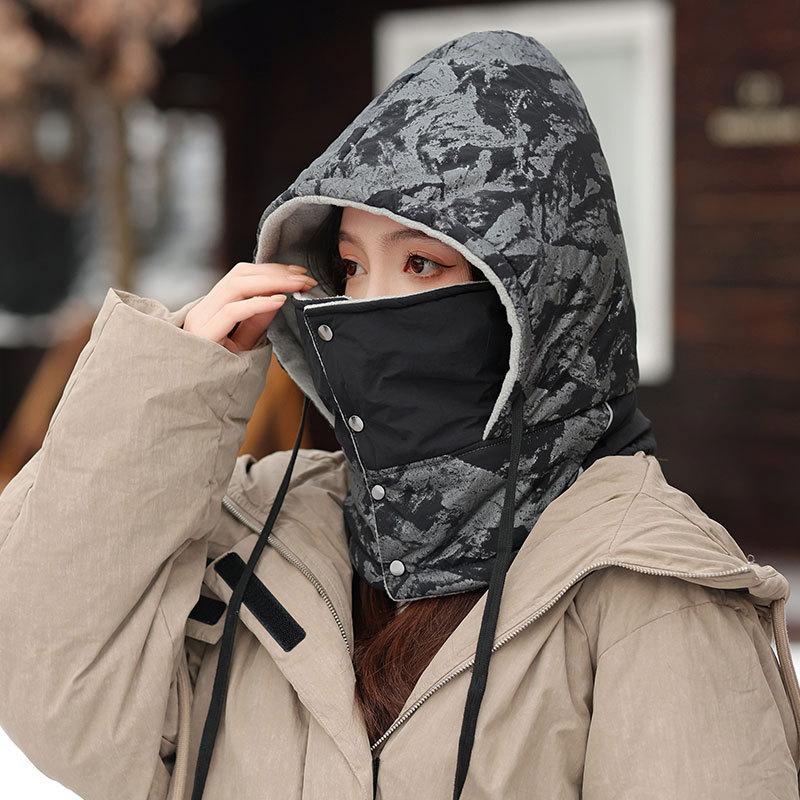 Fleece warm scarf one-piece women's winter wind and cold cycling mask outdoor camouflage ski cap
